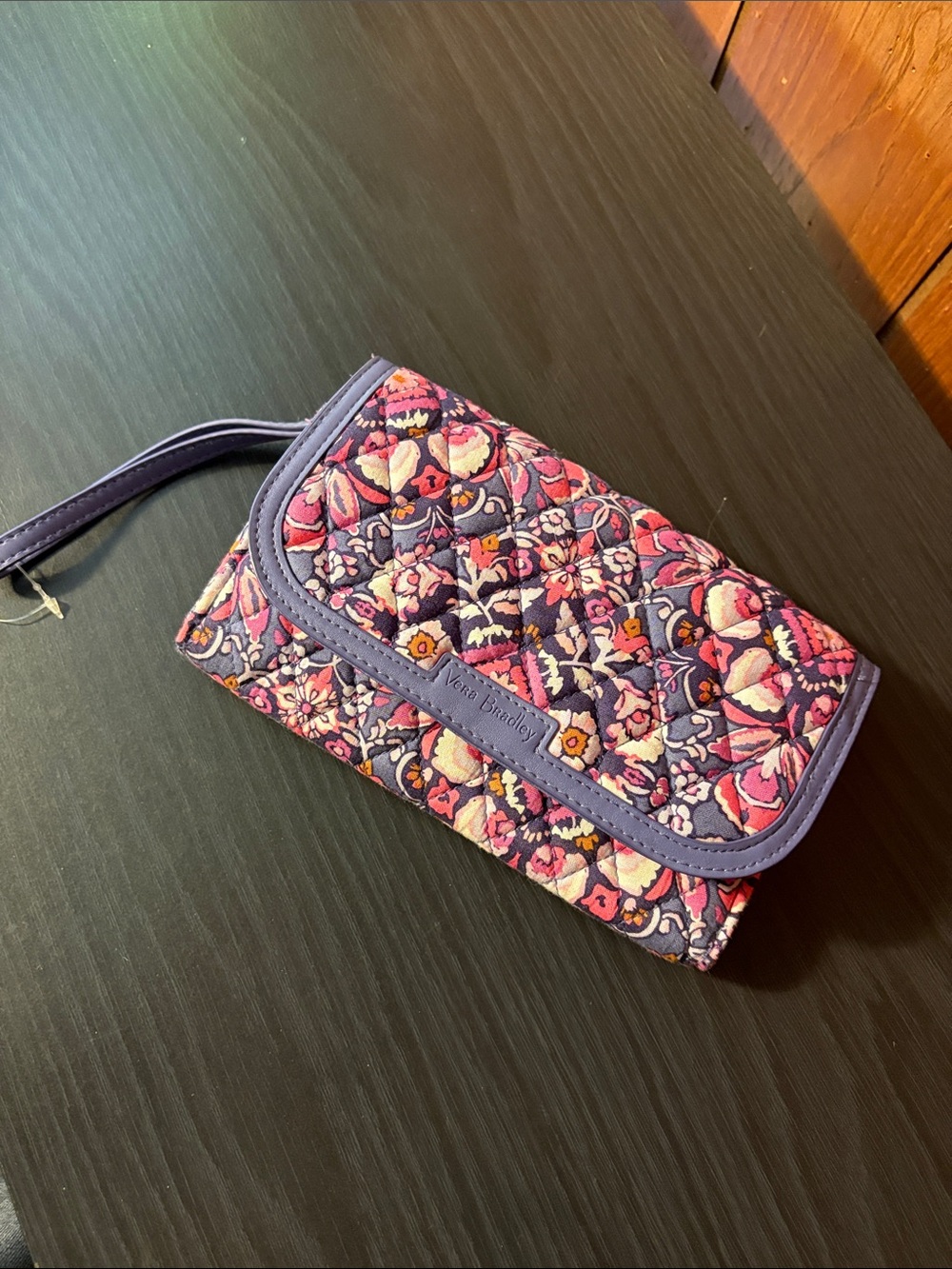 NWOT Vera Bradley Purple and Pink Quilted Floral Wristlet Wallet